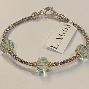 Lagos SS & 18K Forever Bracelet with Green Amethys